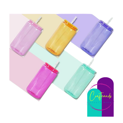 Glass Can 16 oz. de Color Completo Cristal