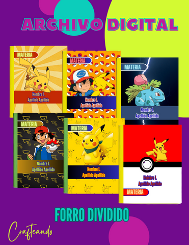 ARCHIVO DIGITAL Forro Dividido Pokemon